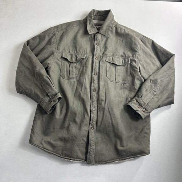 Levi's Fleece Lined Canvas Button Front Pocket‎ Mens L Warm Work Shirt Barn Coat - Picture 1 of 11